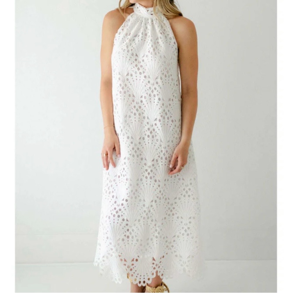 Elegant White Halter Dress